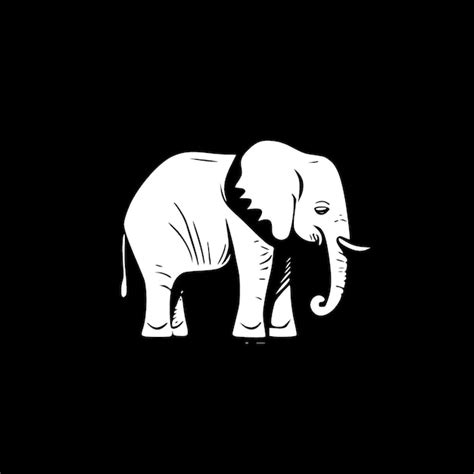 Ilustración vectorial de elefante en blanco y negro Vector Premium