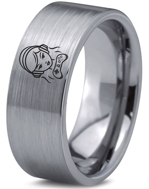 Gift Tungsten Mens Hammered Grey Rings Gamer Boho Dome Ring Best Dad Ever Mom Men Gay Set