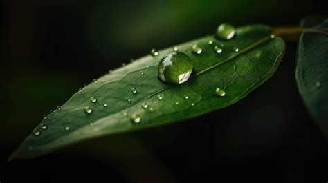 This wallpaper features a macro shot of a water droplet on a leaf