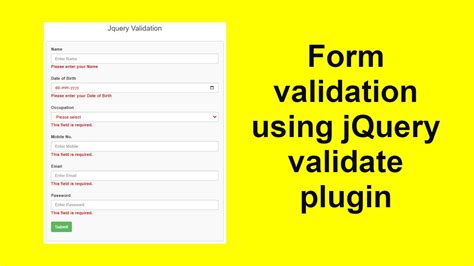 Form Validation Using JQuery Validate Plugin JQuery Form Validation