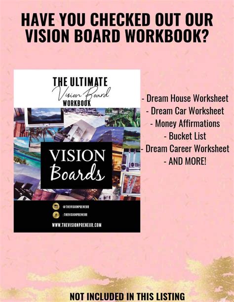 Vision Board Worksheet Vision Board Checklist Law Of Etsy Canada