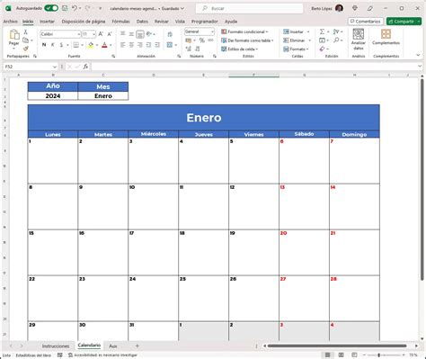 Calendario Descargable 2024 En Excel Y PDF Office A Tope