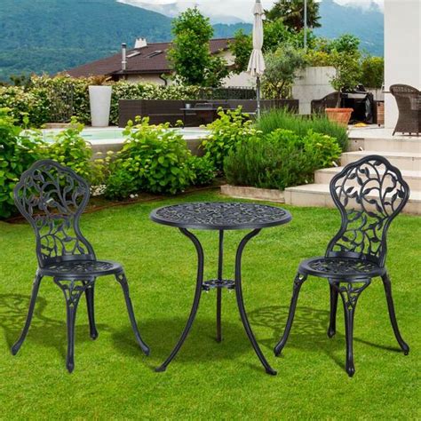 Outsunny Bistroset 3 Tlg Gartenset Aus Aluminiumguss Balkonset