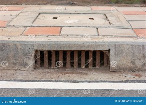 Sewer Drain Along Road In City Stock Image Image Of Grate Rain