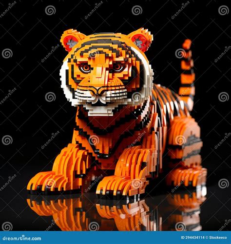 Lego Tiger: Bold and Vibrant 3d Plastic Toy with Classical Proportions ...