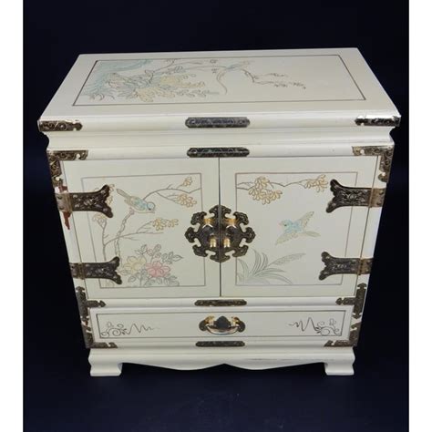 Quality Hand Painted Chinese Chinoiserie Jewelry Box 16 Cedar Interior