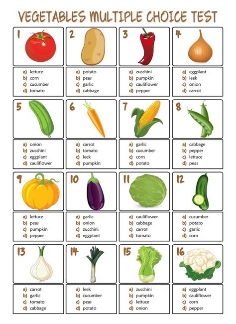 Printable Fruits and Vegetables | Test for kids, Vegetable pictures ...