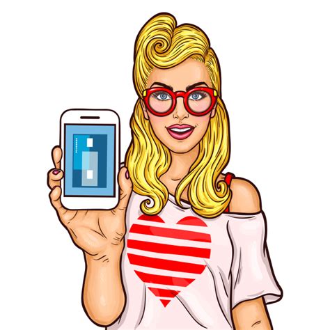 Pop Art Girl Using Mobile Phone Transparent Png Png Mart