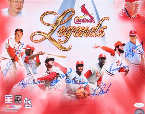 Cardinals Hall Of Famers 16x20 Photo Signed By 7 With Red