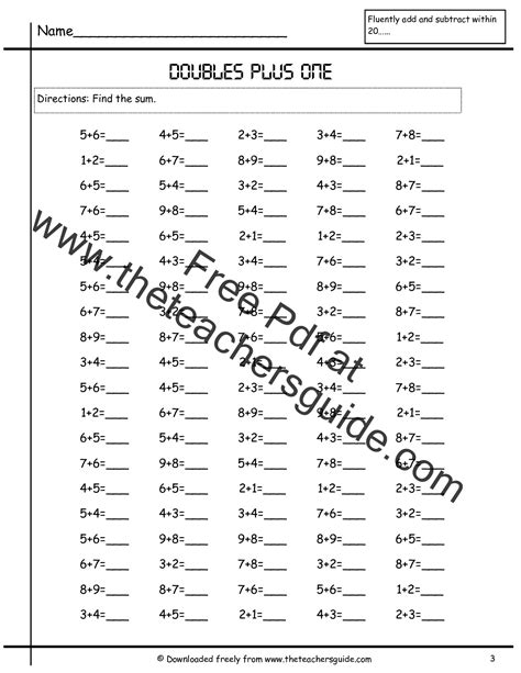 Doubles Plus Or Minus One Facts