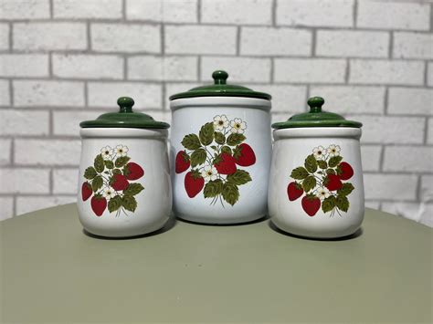 Mccoy Strawberry Canisters 133 And 135 Etsy