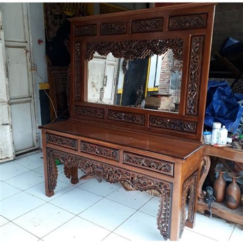 Jual Meja Consul Altar Set Cermin Kayu Jati Furniture Jepara Shopee