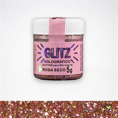 Glitz Holografico Rosa Seco Fab Gr Mercadinho Doce