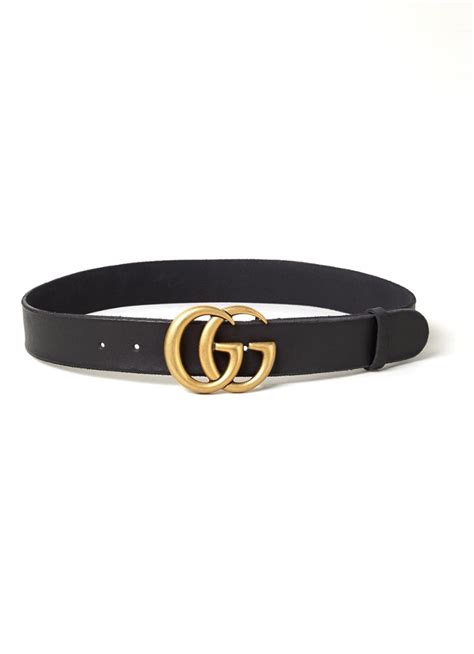 Gucci Marmont Riem Van Leer Met Logo • Zwart • De Bijenkorf