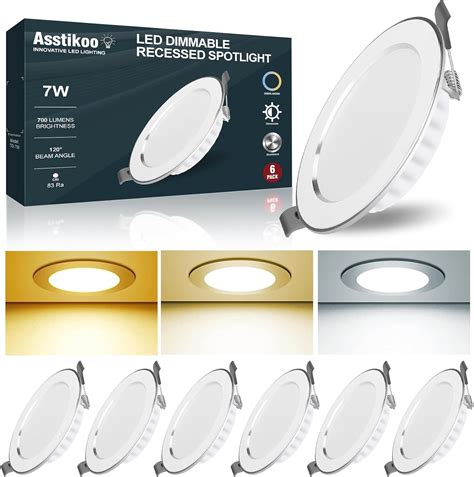 Asstikoo Spot Led Encastrable Dimmable Extra Plat 30mm 7W Spot Salle De