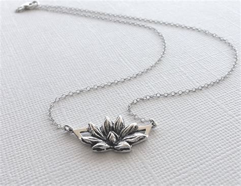 Lotus Flower Necklace In Sterling Silver Lotus Jewelry Yoga Etsy