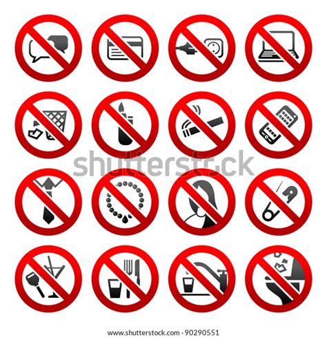 set ban icons prohibited symbols office stock vector royalty