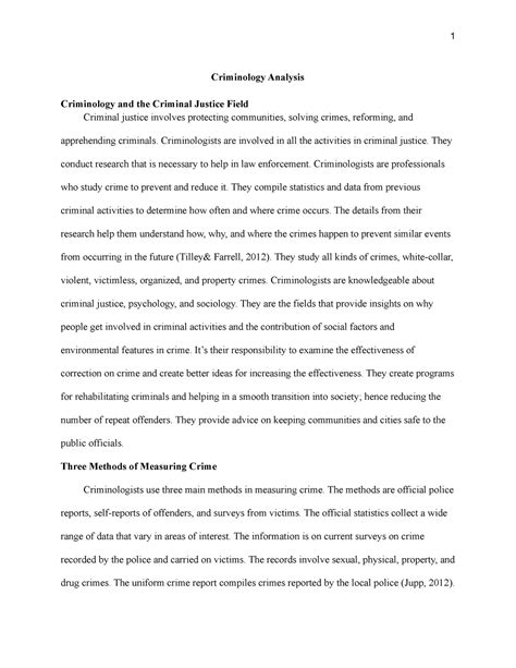 Analysis Of Criminology Essay Criminology Analysis Criminology And