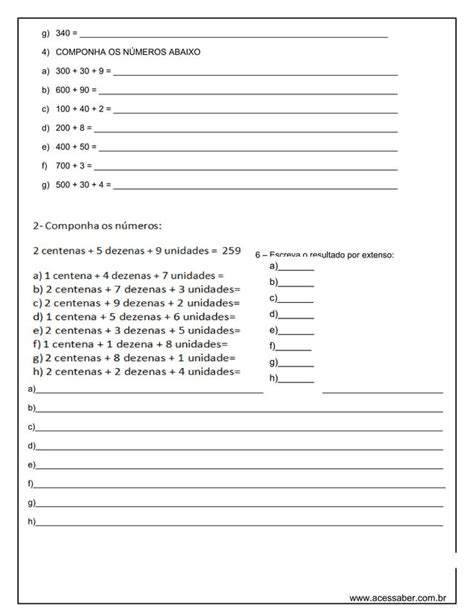 Atividade De Matematica Composicao E Decomposicao Numerica 3ºou 4º Ano