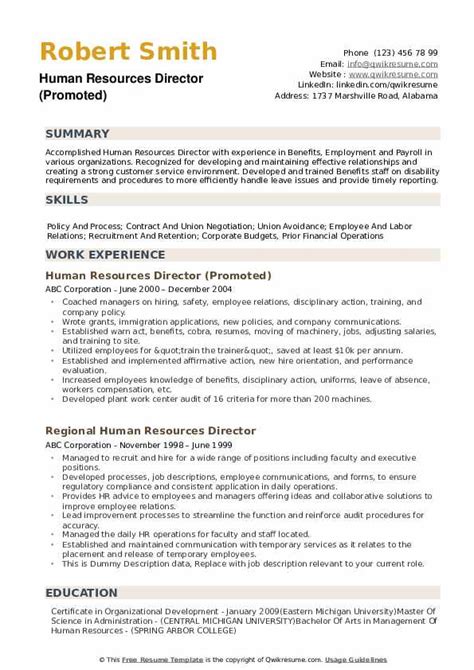 Hr Director Resume Template