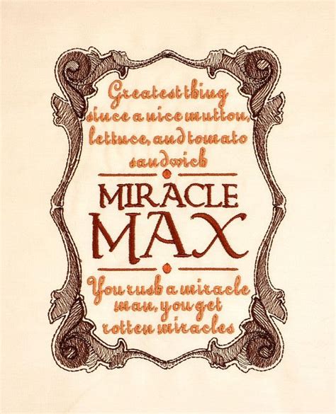 Princess Bride Miracle Max 5x7 Machine Embroidery Design Machine