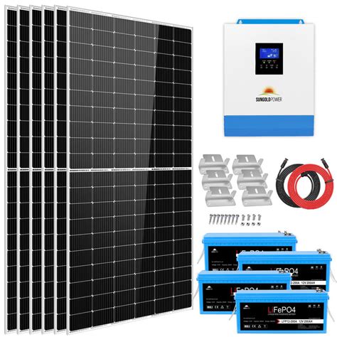 Solar Kit 5000W 48V 120V output 10.24KWH Lithium Battery 2700 Watt Sol ...