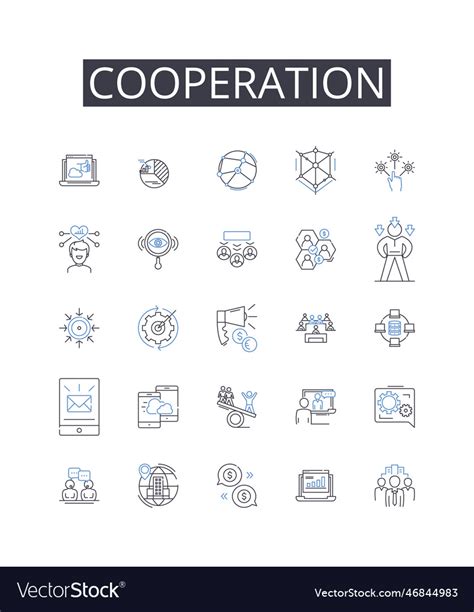 Cooperation Line Icons Collection Decisions Vector Image