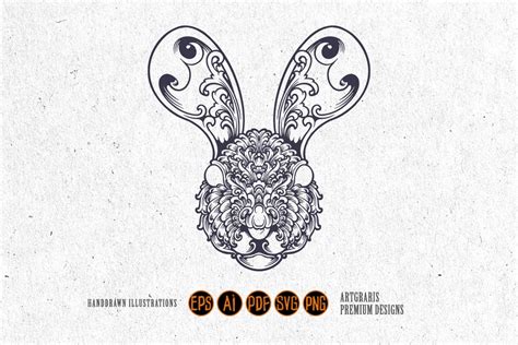 Silhouette Floral Head Bunny Vintage SVG Graphic by artgrarisstudio · Creative Fabrica