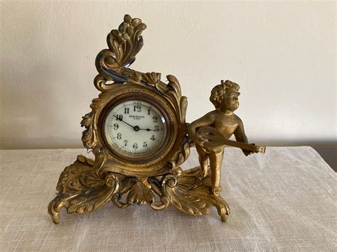 Antique New Haven Clock Company Boudoir Or Desk Clock Gilded Etsy