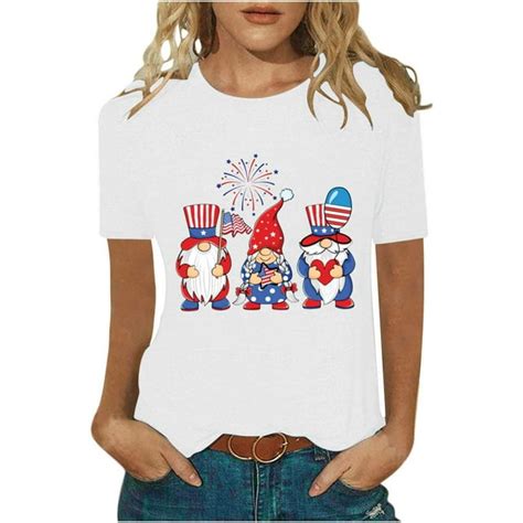 Brnmxoke American Flag Shirts For Women 4th Of July Plus Size Tshirt