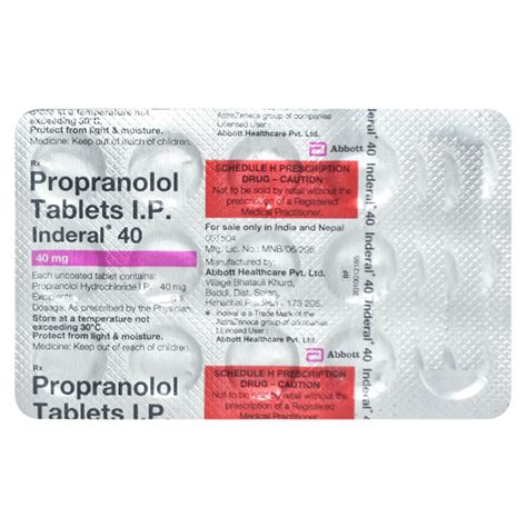 Inderal 40mg Tablet 15s Price Uses Side Effects Netmeds