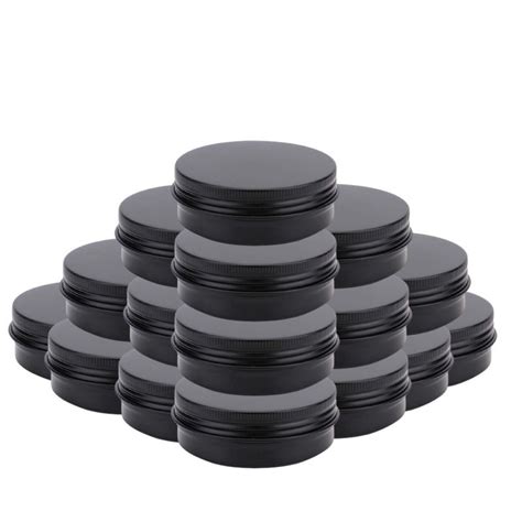 30pcs Matte Black Aluminum Round Tin Cans Box 60g2OZ Empty Cosmetic