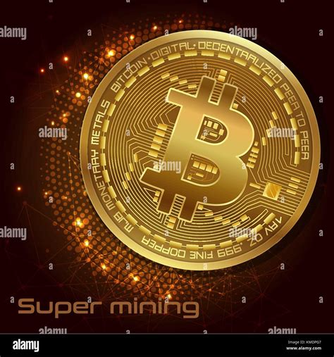 Golden Bitcoin Digital Currency Futuristic Digital Money Technology