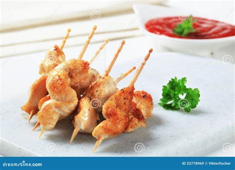 Huhn Satay Stockbild Bild Von Gegrillt Aufgespigessen