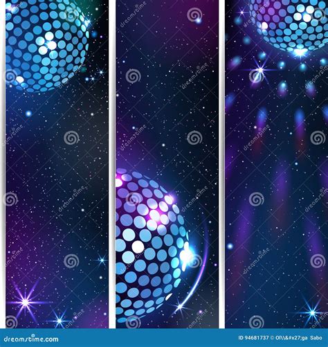 Three Vertical Disco Backgrounds Stock Vector Illustration Of