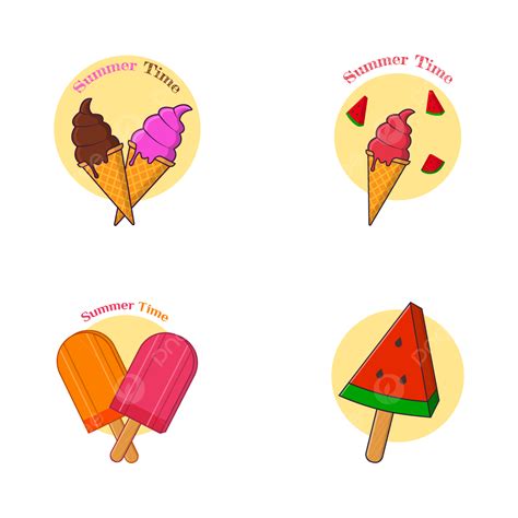 Conjunto De Ilustración De Vector De Helado De Horario De Verano Png Hora De Verano Helado