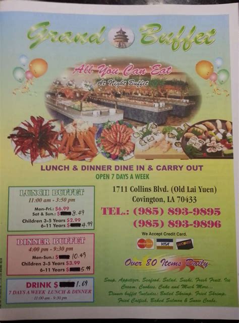 Grand Buffet Menu, Menu for Grand Buffet, Covington, New Orleans ...