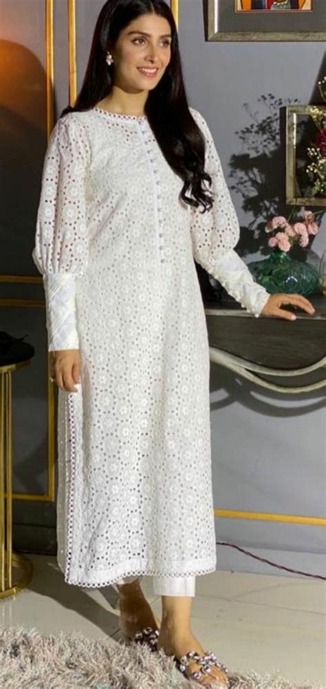 Chicken White Kurta Designs For Female Dresses Images