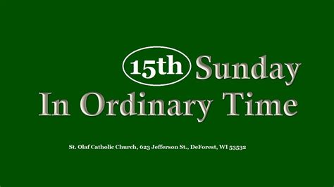 Fifteenth Sunday In Ordinary Time YouTube