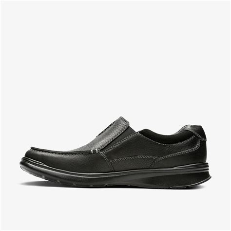 Mens Cotrell Free Black Oily Leather Loafers Slip On Shoes | Clarks