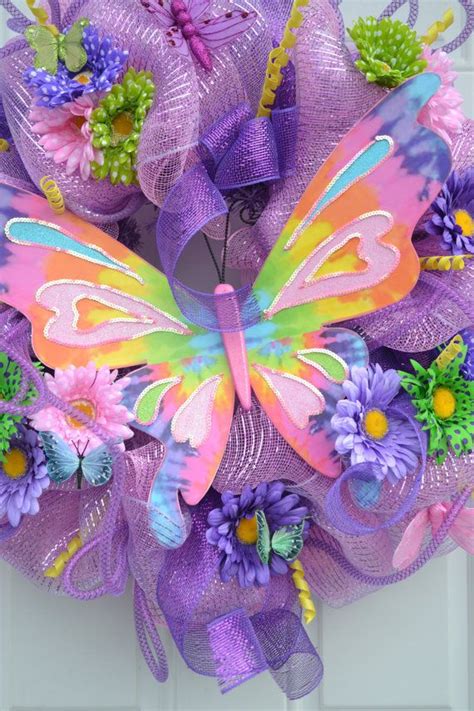 Butterfly Deco Mesh Wreath Bold Door Wreath Classy Butterfly Etsy