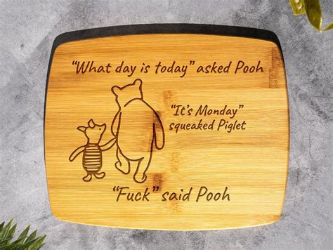 It S Monday Fuck Funny Cutting Board Winnie The Pooh Parody