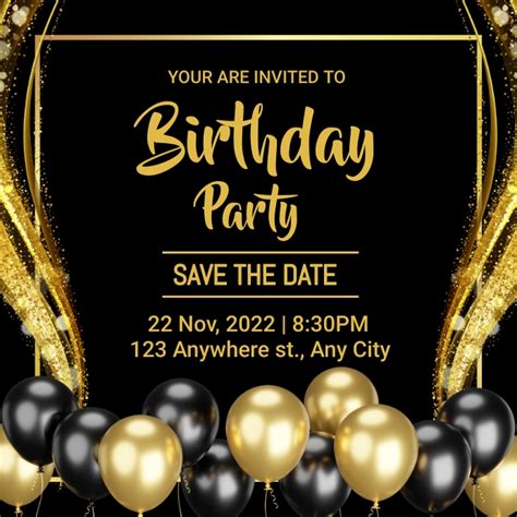 Birthday Party Invitation Instagram Post Template Postermywall