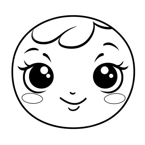 Cute Baby Faces Face Coloring Page Outline Sketch Drawing Vector