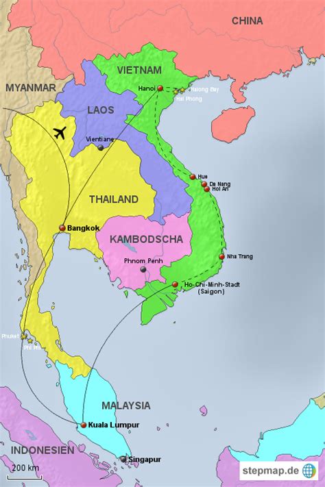 Stepmap Unsere Route Landkarte F R Asien