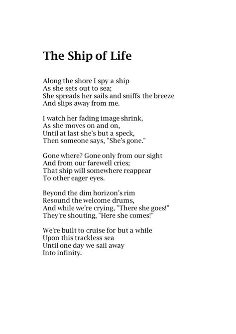 The Ship Of Life Poem Strength Funeral Mourning Etsy Uk