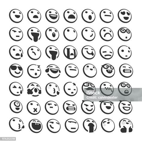 Ilustración De Emoticonos Blanco Y Negro Y Colección De Efectos