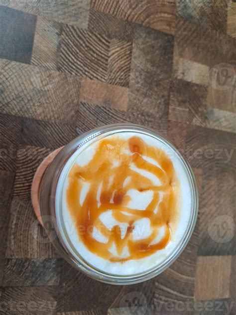 Glass Of Ice Salted Caramel Macchiato Stock Photo At Vecteezy