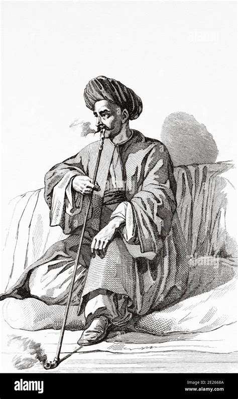 Damascus inhabitant. Syria. History of Arabia. Old engraving published in L'Univers Arabia, in ...