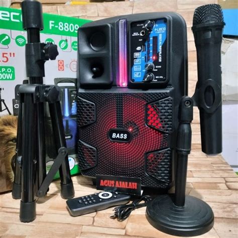 Jual 5000WATT Speaker Bluetooth Karaoke Fleco F8809 LED 8 5 In Bonus